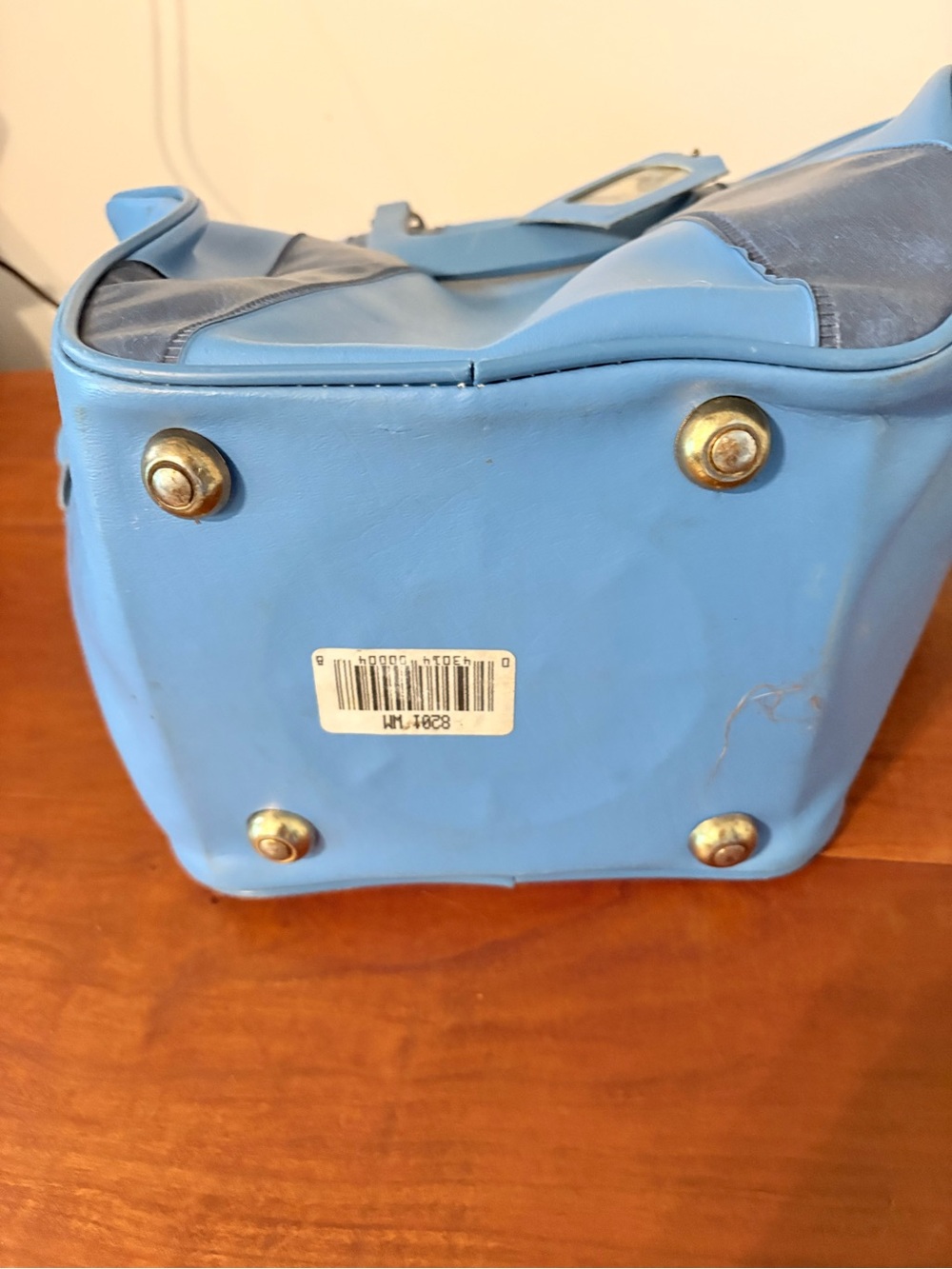 Vintage Blue Bowling Bag Retro Mod Decor Purse Display Piece - Picture 2 of 11
